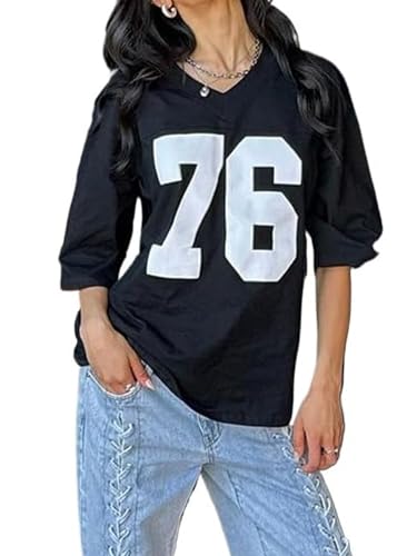Oversized Jersey Shirts for Women Y2k Number Graphic Tees Long